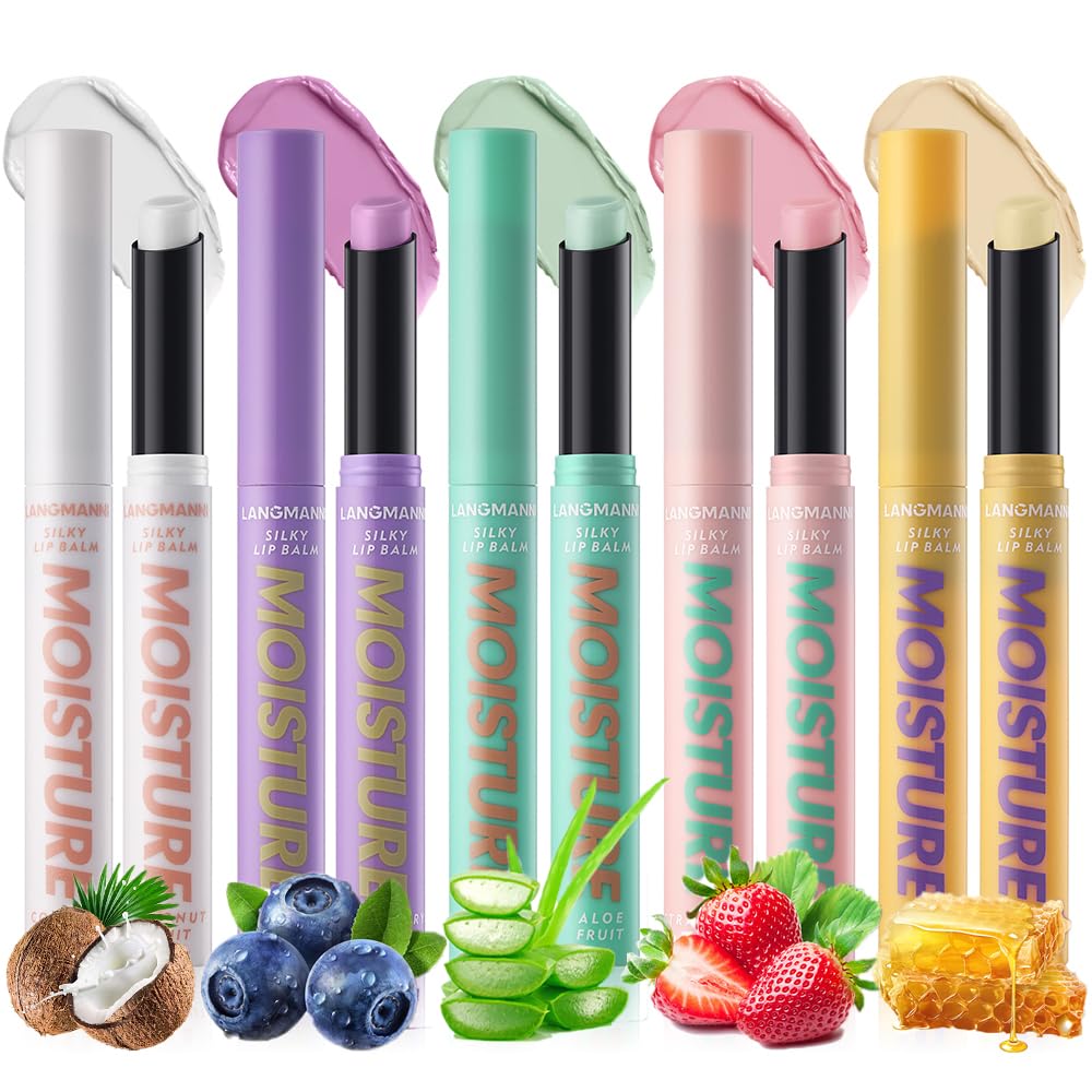 5 Pack Fruit Silky Honey Lip Balm Set | Deeply Hydrating & Nourishing | Blueberry, Strawberry, Honey, Coconut, Aloe Vera | Smooth, Soft Lips |