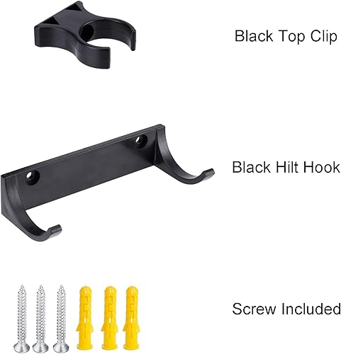 Miniatura 2 de Soporte de pared para sable de luz horizontal, soporte de gancho para sable de luz, compatible con cualquier sable de luz, color negro, paquete de 4