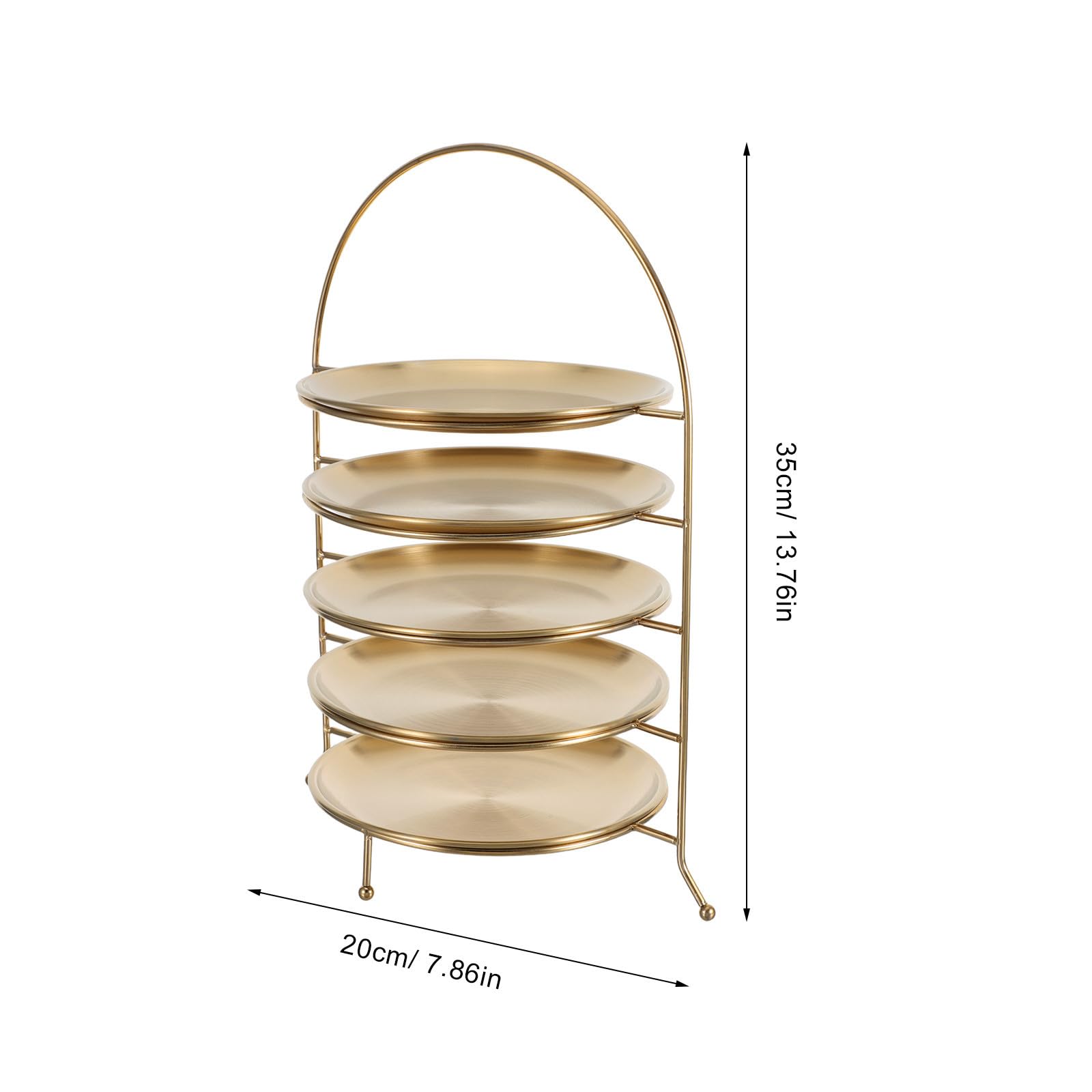 POPETPOP Portapiatti Rotondo in Acciaio Inossidabile a 5 Livelli, Struttura Robusta e Versatile, per Buffet ed Eventi, Set Multi-Strato Color Oro