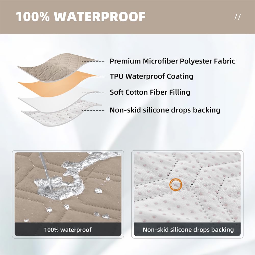Hggzeg Sofa Cover 3 Seater, Waterproof and Non-Slip Sofa Protectors Slipcover with Side Pocket - Image 3