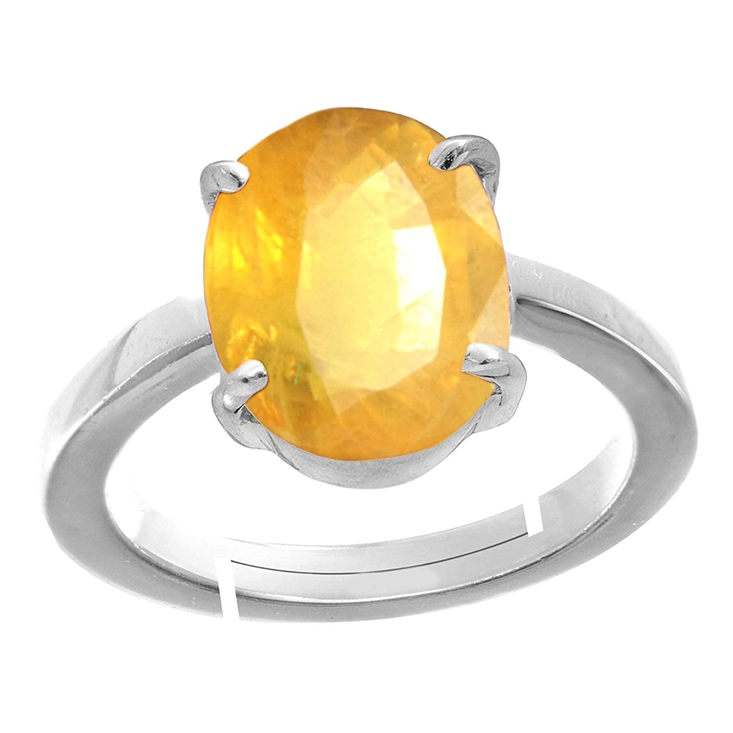 Certified Natural 8.00 Ratti Certified Unheated Untreatet Yellow Sapphire Pukhraj Gemstone Ring Silver Plated Ringfor Women's and Men's LAB -CERTIFIED-image-34