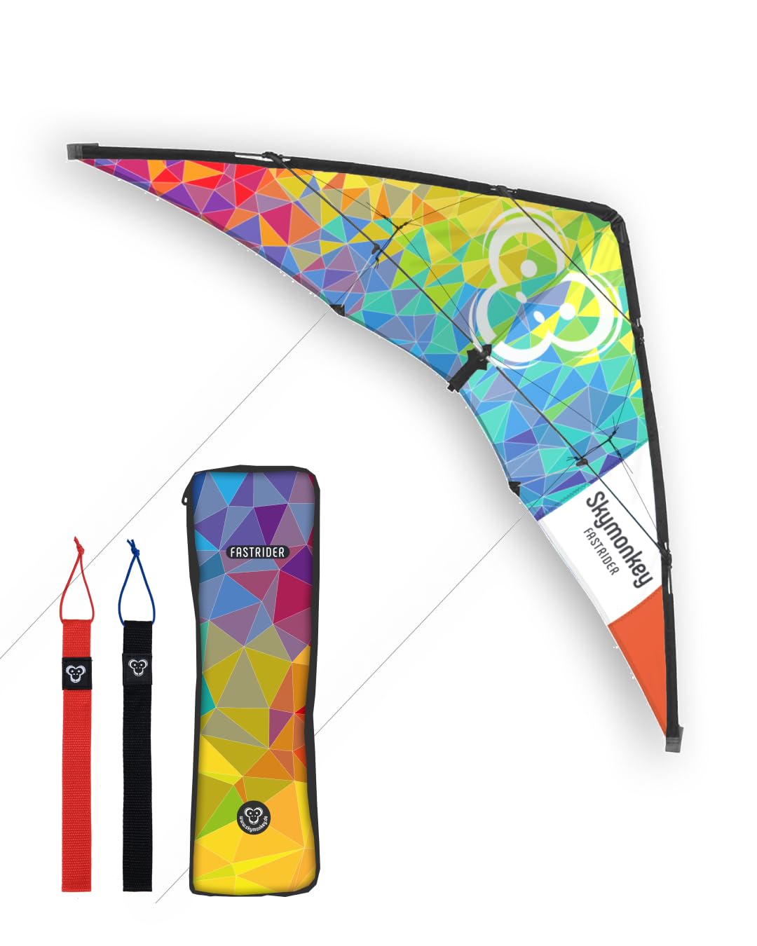 Skymonkey Fastrider Lenkdrachen Kinder, Jugendliche und Erwachsene, 2-Leiner Lenkdrache, Spannweite: 127cm - Rainbow