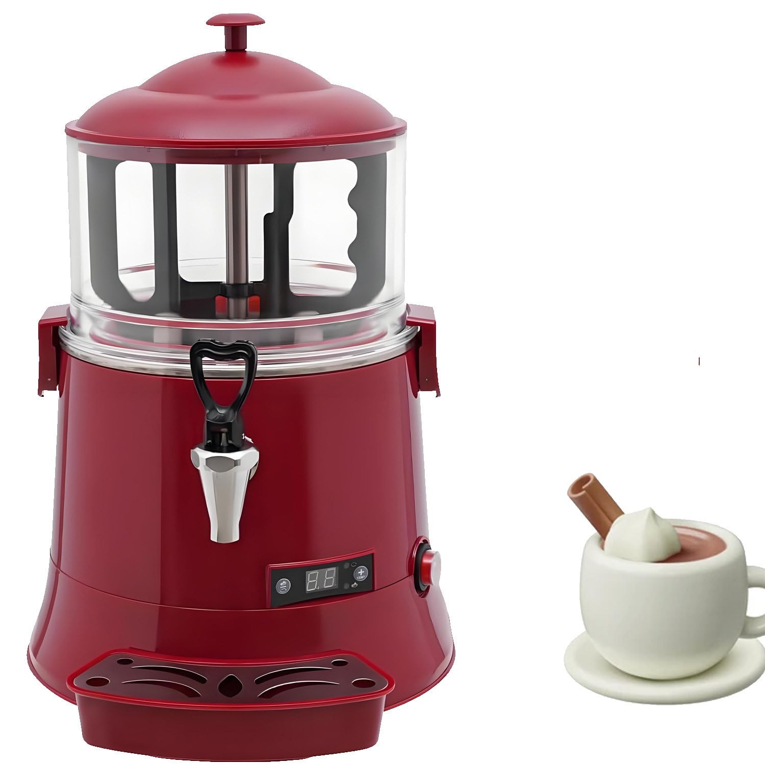 5L/10L Hot Chocolate Dispenser,Detachable,Hot Beverage Warmer Red-5L