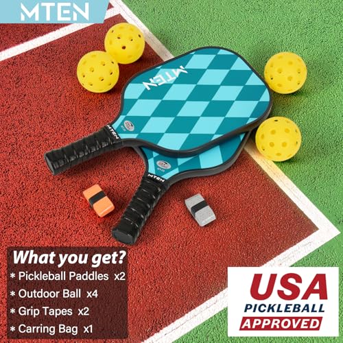 Image of MTEN Pickleball Paddles Set of 2 /4 /1, USAPA Approved Fiberglass Rackets