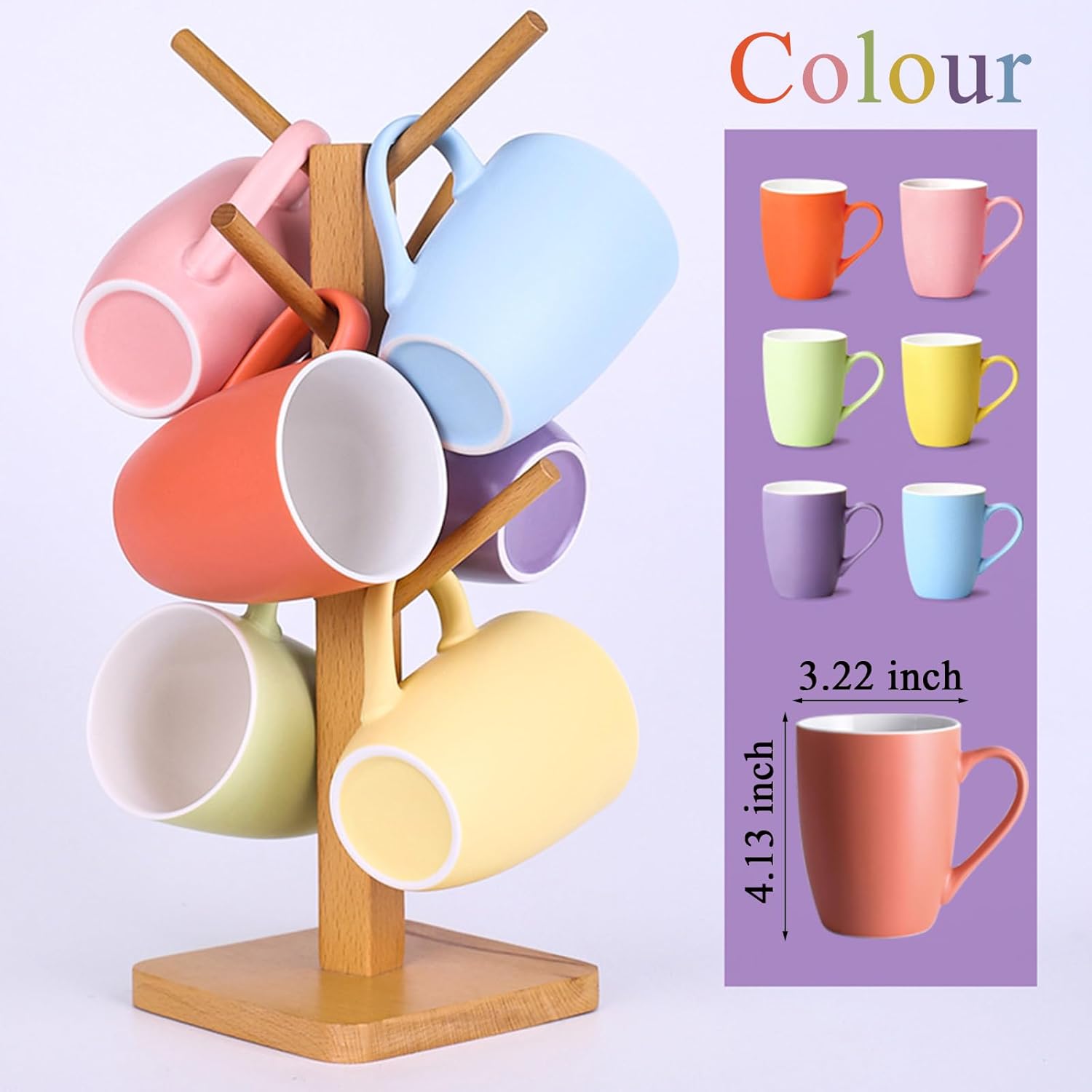 Coffee Mugs Set of 6, 12oz Ceramic Coffee Mugs with Handle, Colorful Matte Porcelain Coffee Mug for Latte, Tea, Cocoa, Cappuccino, Cups for Women Men for Home Restaurant Mug(Multicolour) - Image 4