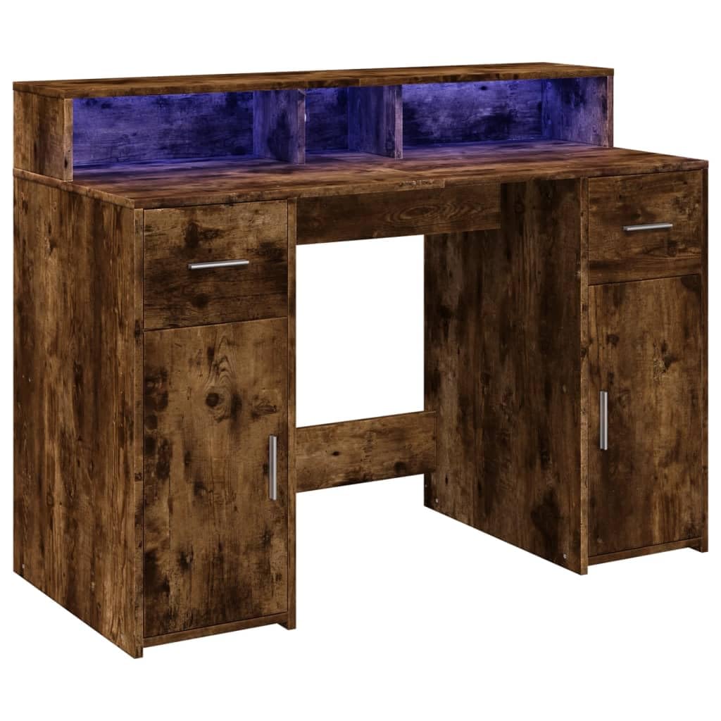 Homgoday Scrivania a LED per computer, ufficio, ufficio, ufficio, soggiorno, studio, incenso, 120 x 55 x 91 cm, materiale in legno