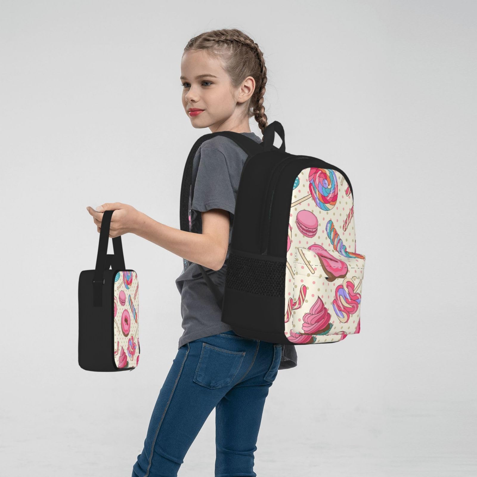 Zaino, borsa portapranzo, astuccio, set da 3 pezzi, per lavoro e