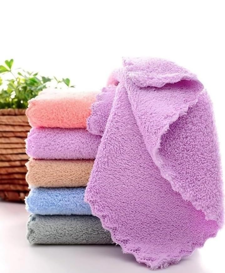 T TRENDY MART Microfiber Face Towels, 25 x 25 cm, 400 GSM, Super Absorbent, Multicolour, Pack of 6-image-18