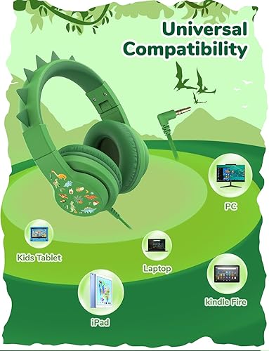 Vista 24 de iClever HS19S - Auriculares para niños, limitador de volumen seguro de 85dBA, auriculares estéreo para niños y niñas, auriculares plegables