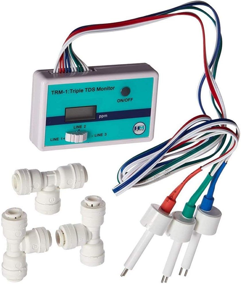 TRM-1, 3X 1/4" Tee, Triple Inline TDS PPM Monitor/Meter