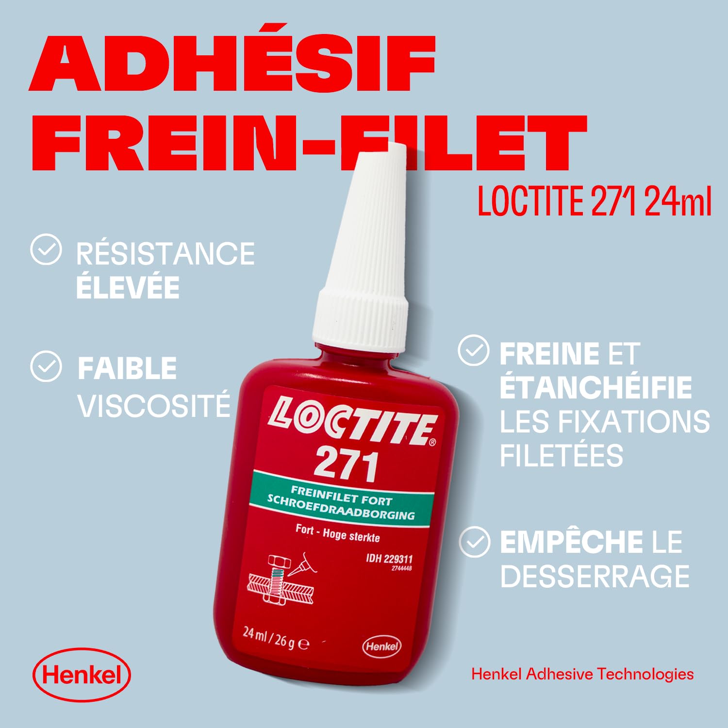 Loctite 271 Threadlocker high strength (red) 24ml - Image 3