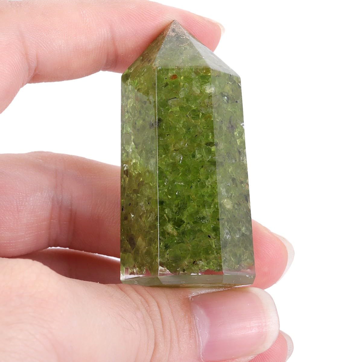 mookaitedecor Set of 2 Natural Peridot Healing Crystal Point Wands 2 Inch - Image 2