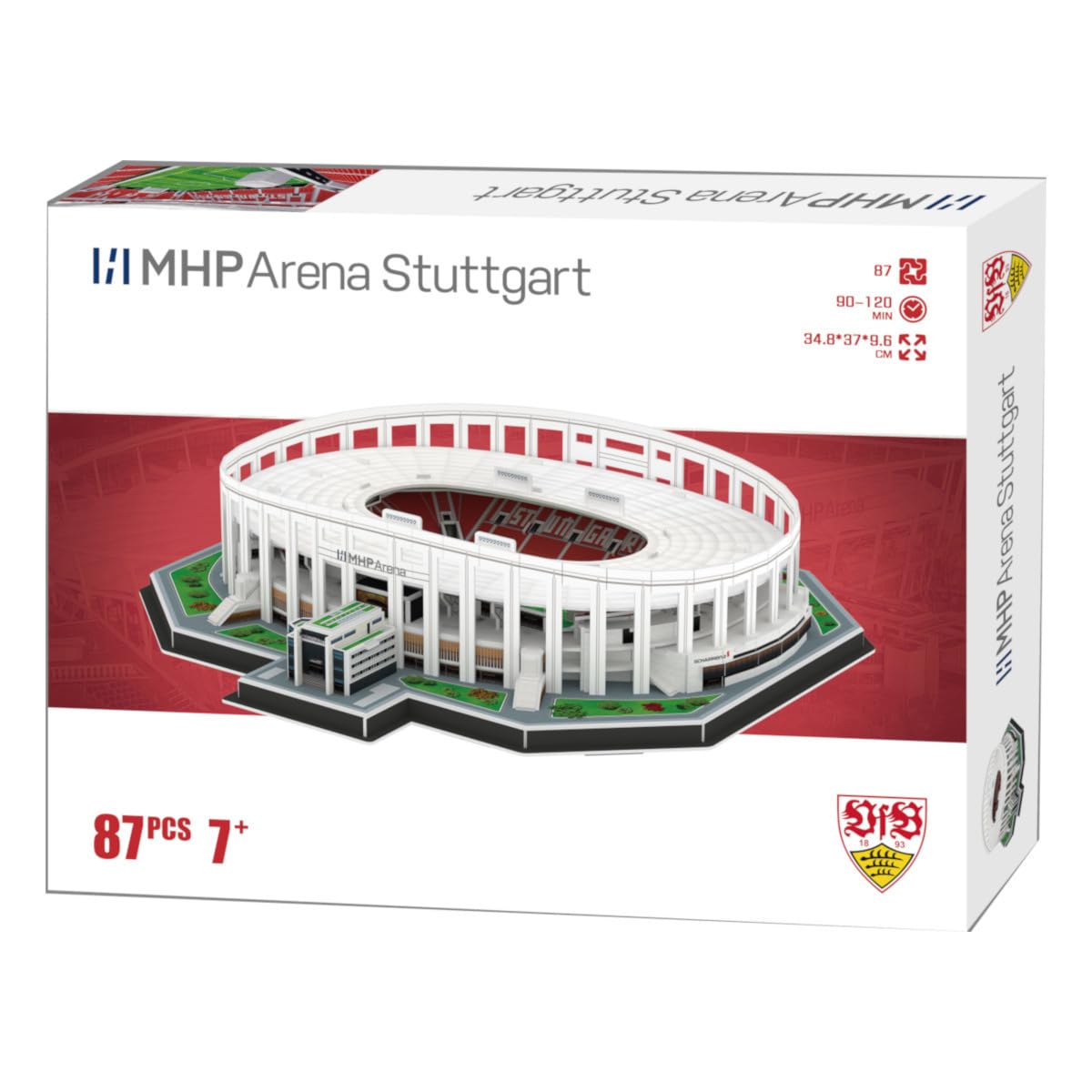 Pro-Lion 3D Jigsaw Puzzle of MHP Arena Stuttgart - 87 Pieces | Home of VfB Stuttgart | German Bundesliga Gifts for Age 7+