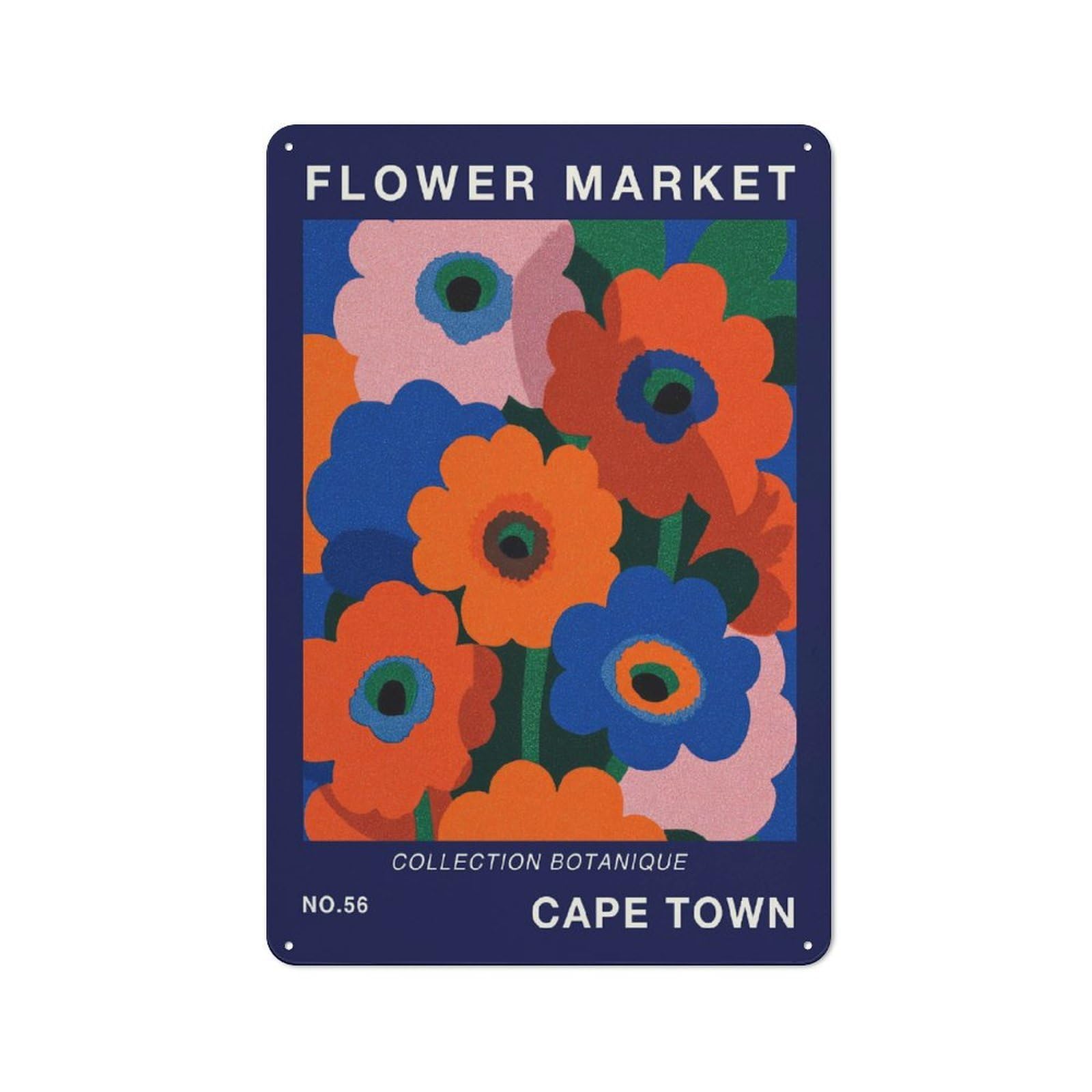 Junmoney Style-6 Garage Style Cape Town Flower Market Travel Poster Decorative Metal Plaque 30X20cm, Garage Wall Decor For Workshop, Basement, Shed Or Games Room