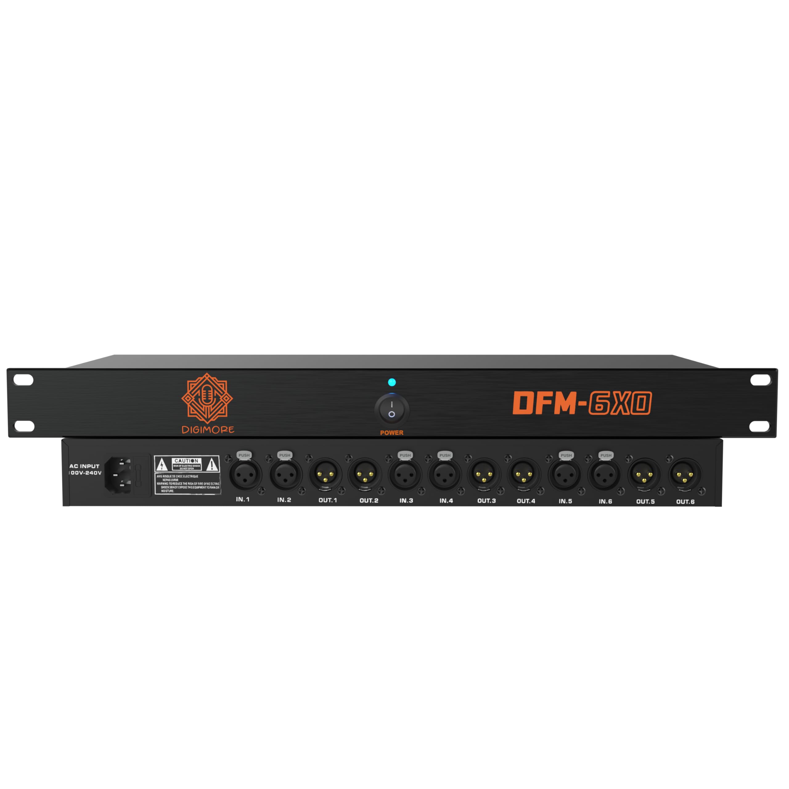 DIGIMORE Anti-Feedback Processor w/ 4 Mic Ins | Anti-Noise Chip | 150Hz-15kHz Freq. Shift | Transformer Based | Inbuilt Gain Boost | Feedback Manager for PA System, Stage Shows & Conferences (DFM-6XO)-image-8