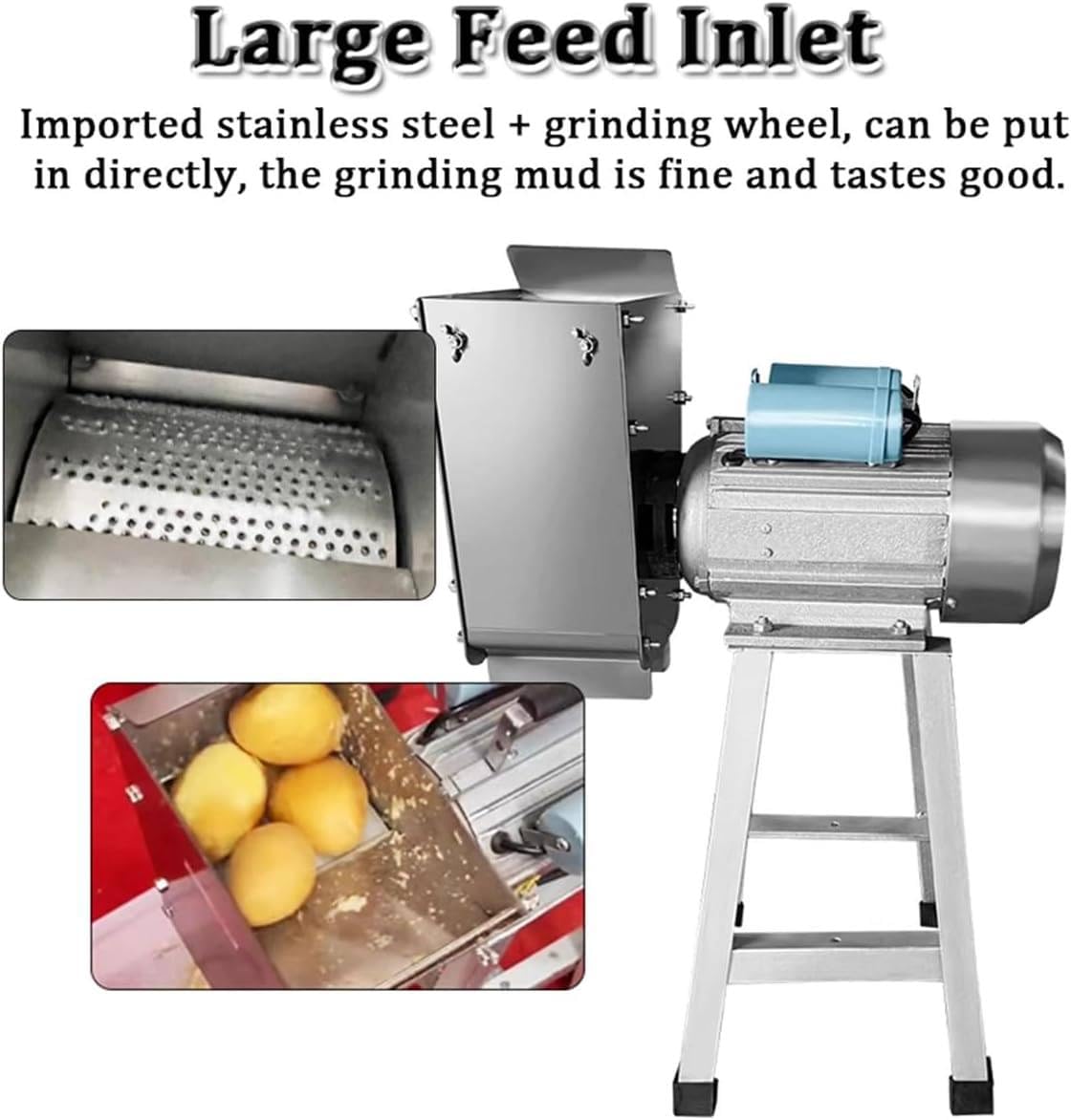 Machacador de Patatas EléCtrico de 1100 W, Prensa de Patatas Acero Inoxidable, Herramienta Cocina, Rendimiento de 100 a 200 Kg/H, para Preparar Puré de Patatas Suave, Verduras y Frutas