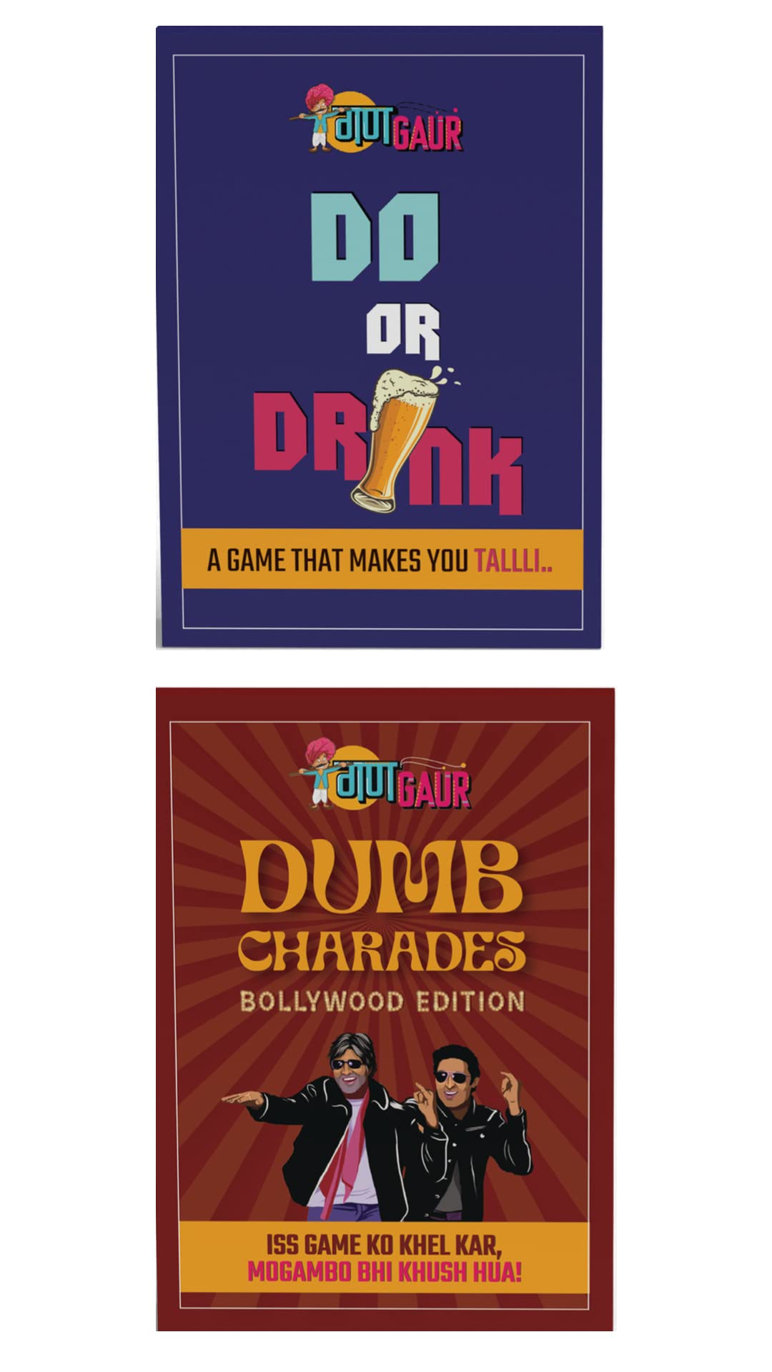 Gangaur Do Or Drink & Dumb Charades Bollywood Edition- Adult Card Games For Perfect Party Night - Combo Of 2