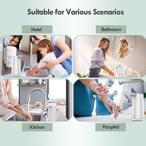 Miniatura 7 de Dispensador automático de jabón espumoso, espuma ajustable de 2 niveles, recargable por USB, dispensador de jabón para manos y platos sin contacto