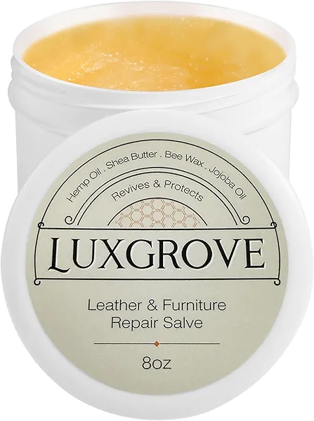 LUXGROVE® Leather & Furniture Repair Salve- Polisher, Leather Cleaner and Conditioner for Furniture - UV Protectants Help Prevent Cracking or Fading, for Car Seat, Couch, Shoe, Purse, Boot - 8oz