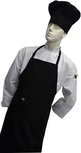 Miniatura 3 de CHEFSKIN Delantal negro para niños desde niños pequeños hasta adolescentes, suave, ligero, fácil cuidado (adolescentes (adultos delgados) 23 x 32