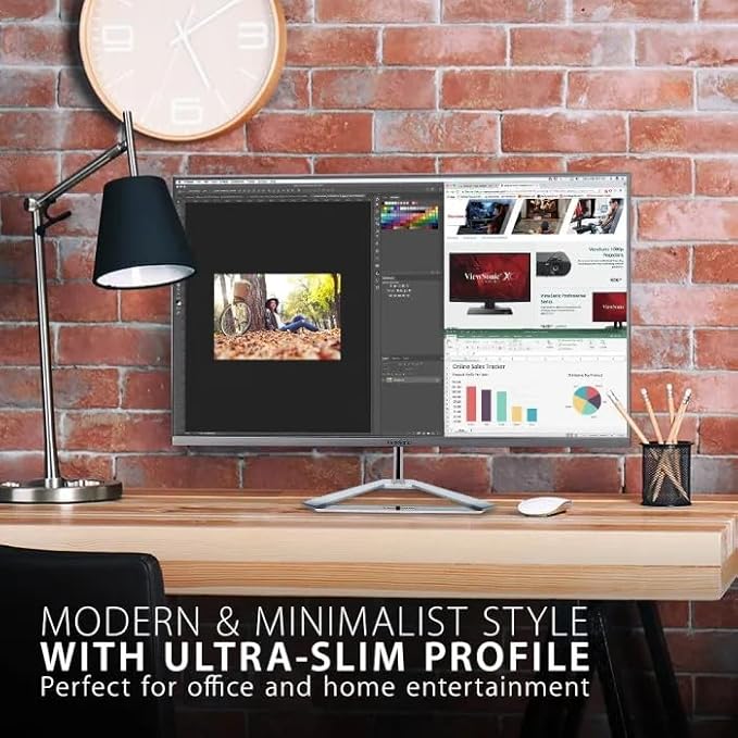 Resim Viewsonic tasarım monitör VX3276-MHD-3, 80 cm (32 inç), Full-HD, IPS panel, HDMI, DP, Eye-Care, Eco-Mod, hoparlör, gümüş siyah 