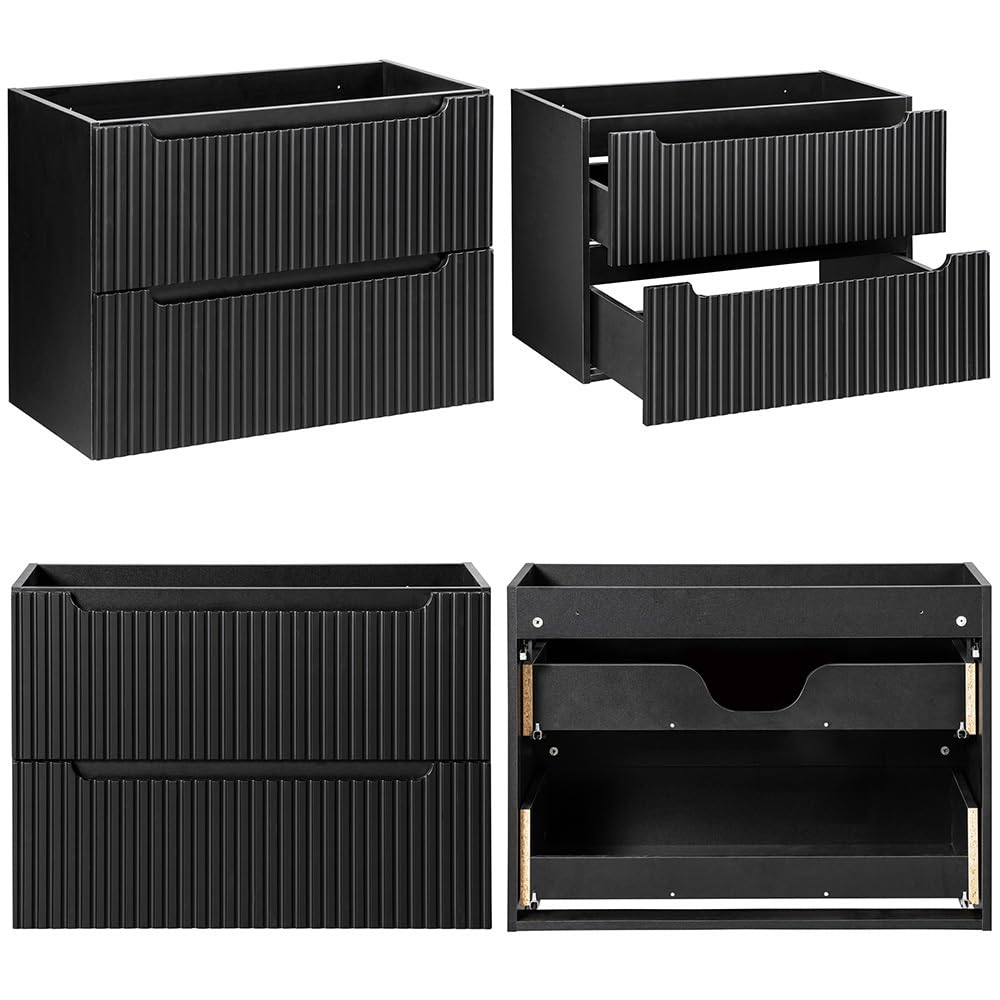 Lomadox Meuble de salle de bain - 100 cm - Noir - 2 tiroirs et 1 porte - Largeur x hauteur x profondeur : environ 100,4 x 59,5 x 40 cm