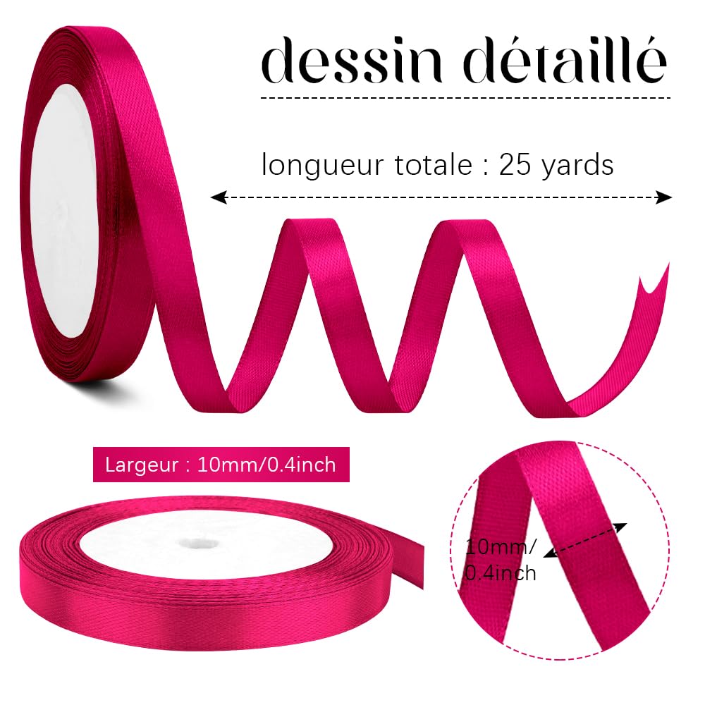 Nastro Di Raso Rosa Baby 10 Mm X 22 M – Double Face In Poliestere Per Confezioni Regalo, Matrimoni E Fai Da Te