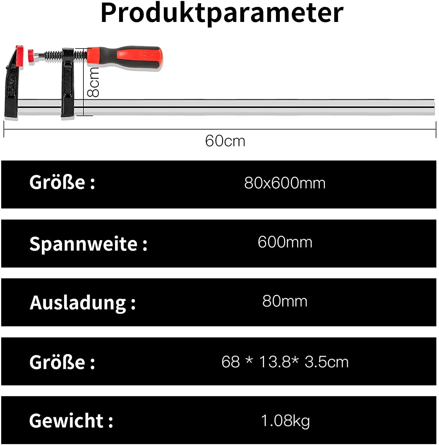 Set Morsetti A Vite 4 Pezzi 600mm - Per Falegnameria, Con Impugnatura Antiscivolo - Foto 9