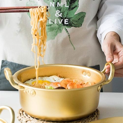 Miniatura 5 de Olla de aluminio amarilla Corea del Sur Fideos Estirados Pot Fideos Instantáneos Super popular Cooker-7.9inch