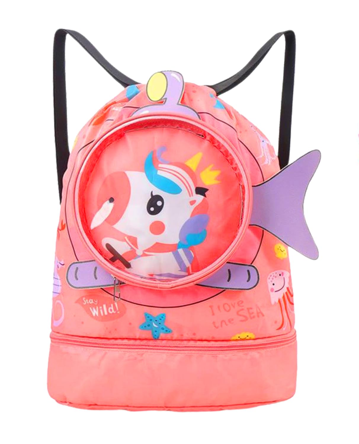 Rayson Bolsa de playa para niños Mochila Cuerdas Niños Bolsa Deporte con Cordón Linda Bolsa de natación Separación seca y húmeda impermeable