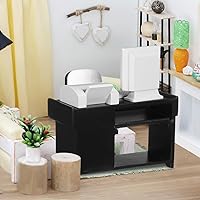 Vista 7 de NUOBESTY Juego de muebles de oficina para casa de muñecas, silla de escritorio en miniatura, impresora de computadora, accesorios de teclado