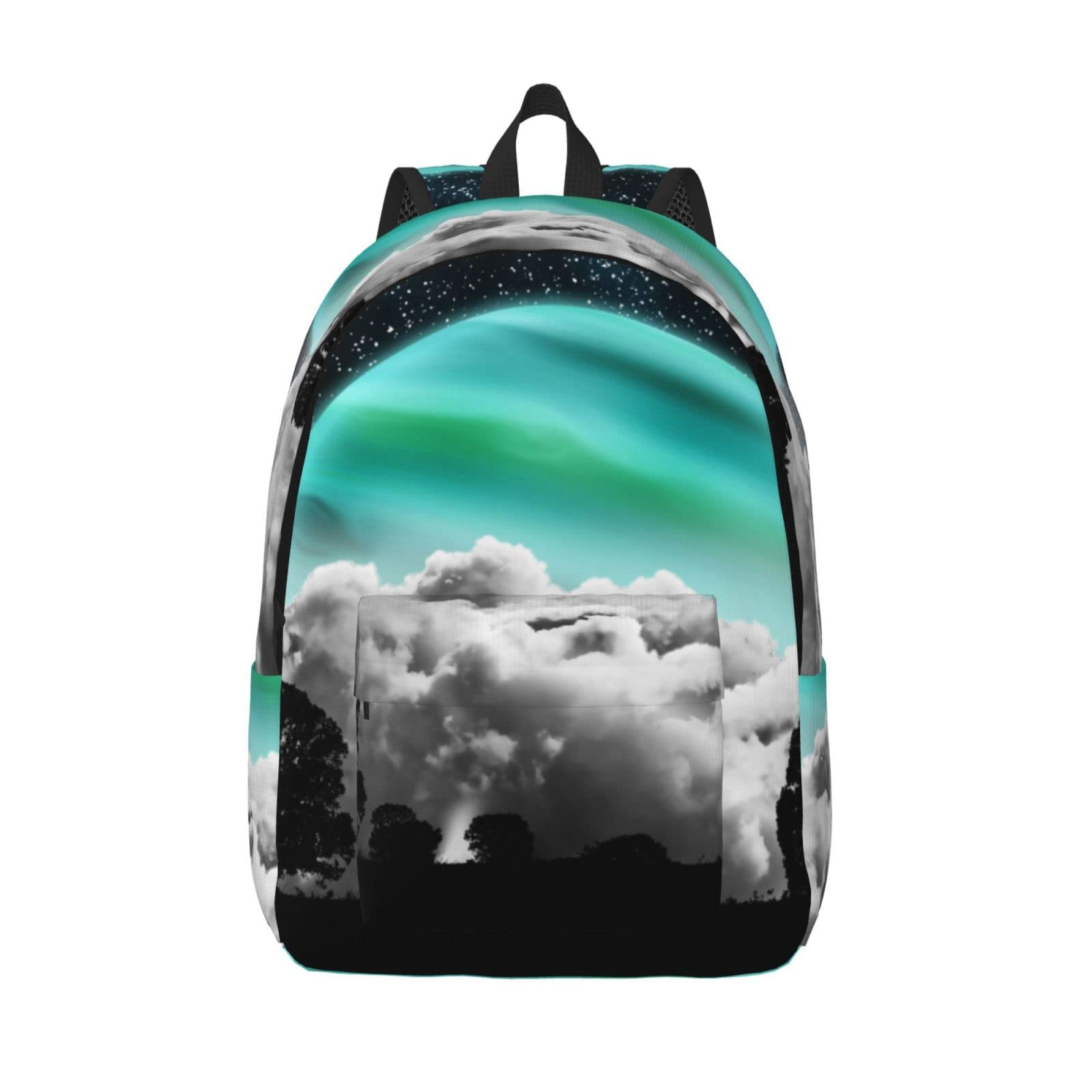 Sac à dos en toile léger ALLOCS Space And Moon décontracté et robuste Noir - 8