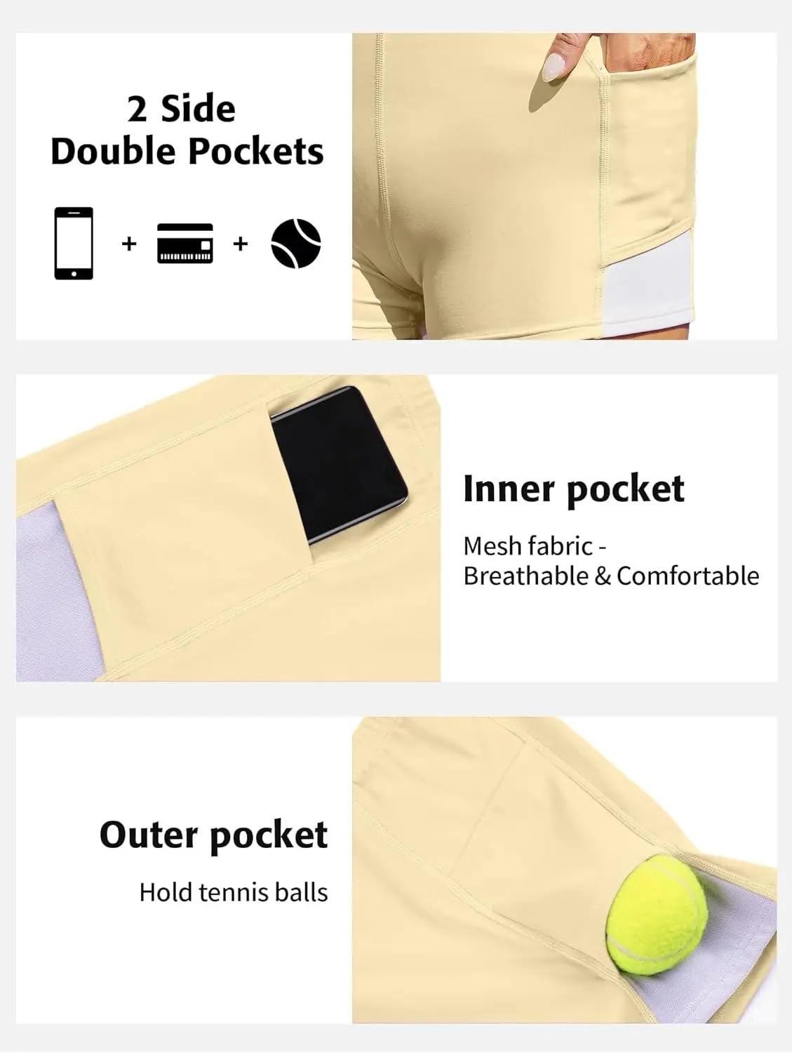 Vestido de Tenis for Mujer con Almohadillas extraíbles, Tirantes Finos Ajustables, Escote corazón, 2 Bolsillos Laterales Dobles, Ropa Golf para Tennis, Golf