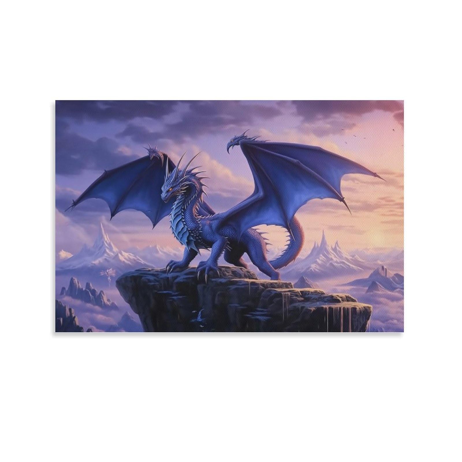 ANMOGID Canvas Poster Purple Dragon Medieval Fantasy Animals Print Decorative Painting Art Decoration Aesthetic Wall Art Bedroom Living Room Office 12x18inch(30x45cm)