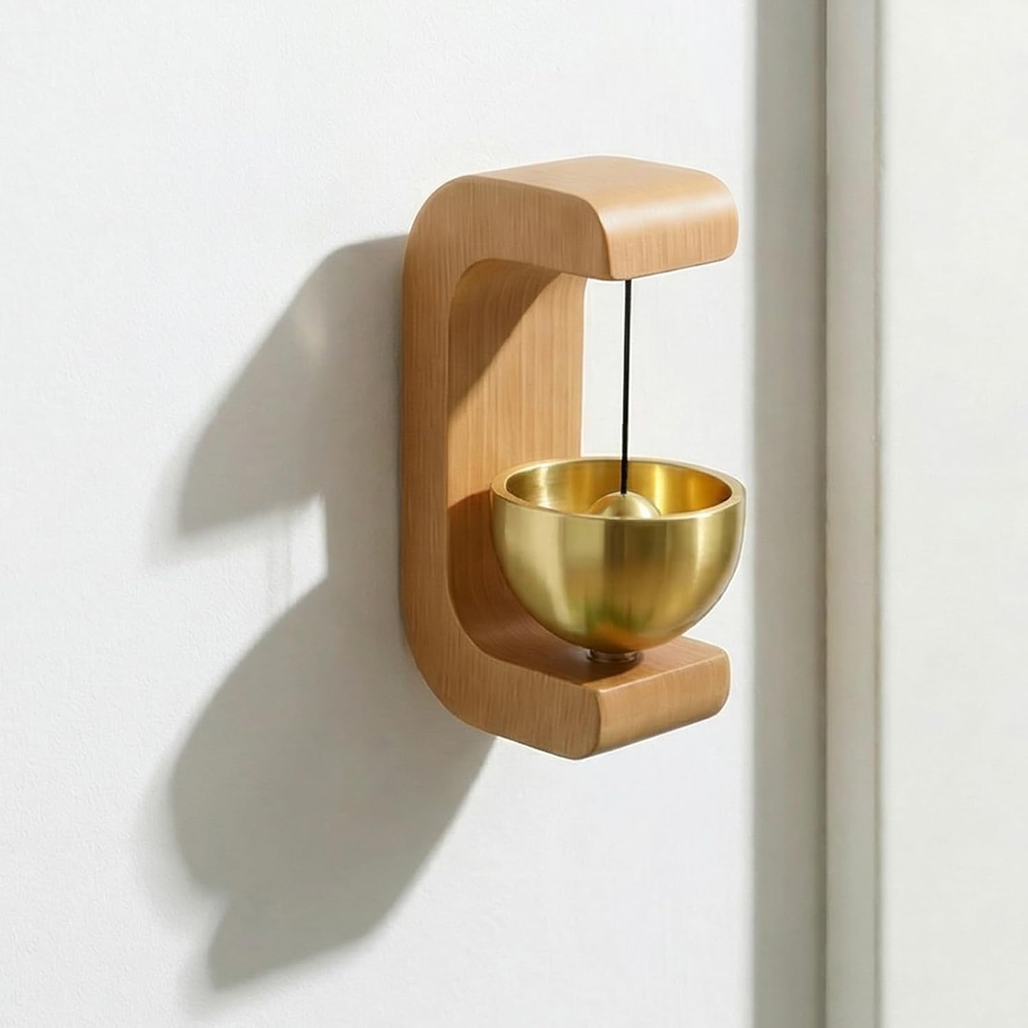 LESLEE Beech Wooden Door Chime with Brass Bell, Dopamine Door Bell for Home, Self-Adhesive Magnetic Doorbell, Serene Acoustic for Home & Shop, Shopkeepers Door Chime, Ideal Housewarming Gift-image-11