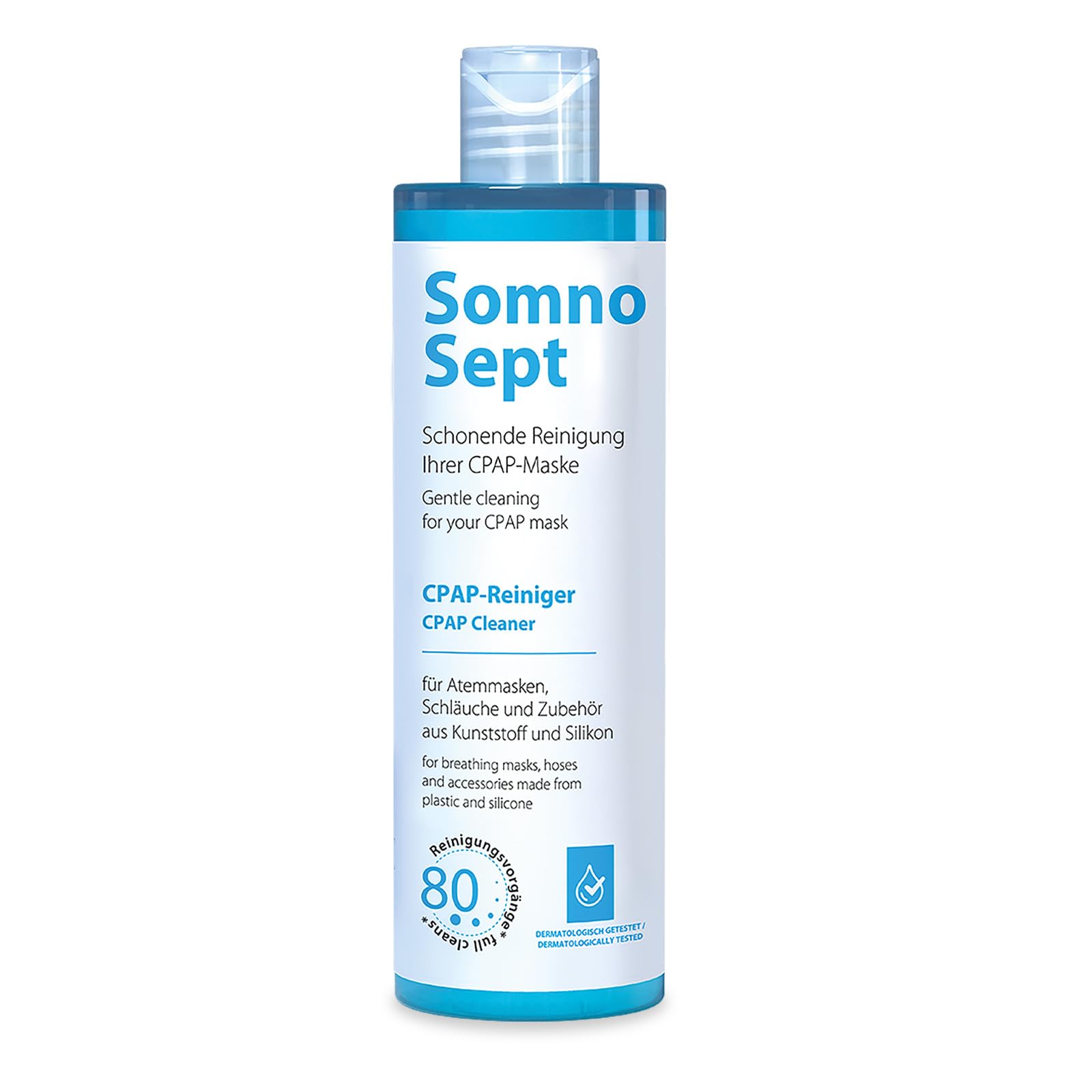 SomnoSept CPAP-Reiniger 400 ml – Schonende Pflege für CPAP Masken, Schläuche und Zubehör, Silikonreiniger