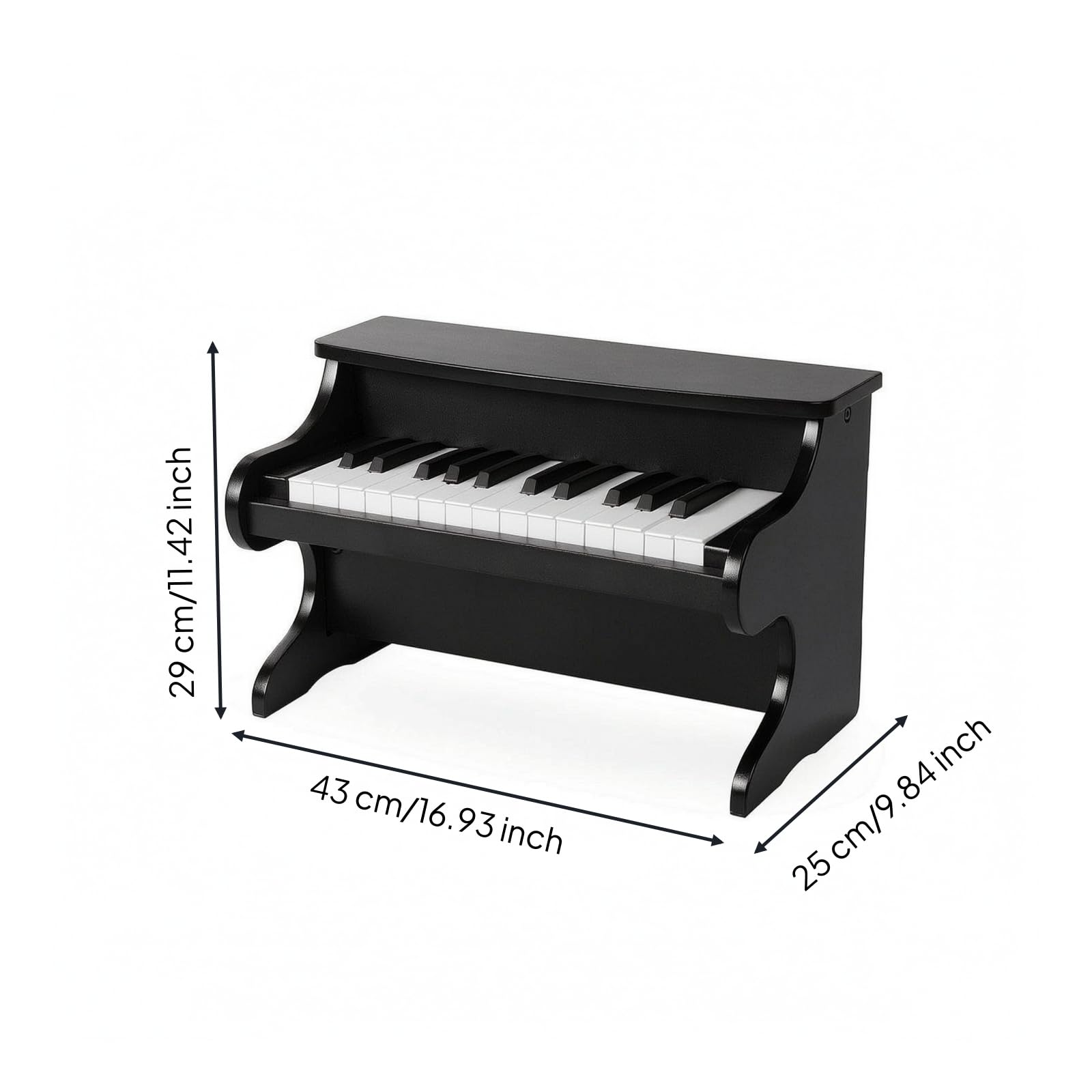 Piano J en Bois Compact | Piano Droit Miniature, pr Crèche, Pits, Noir