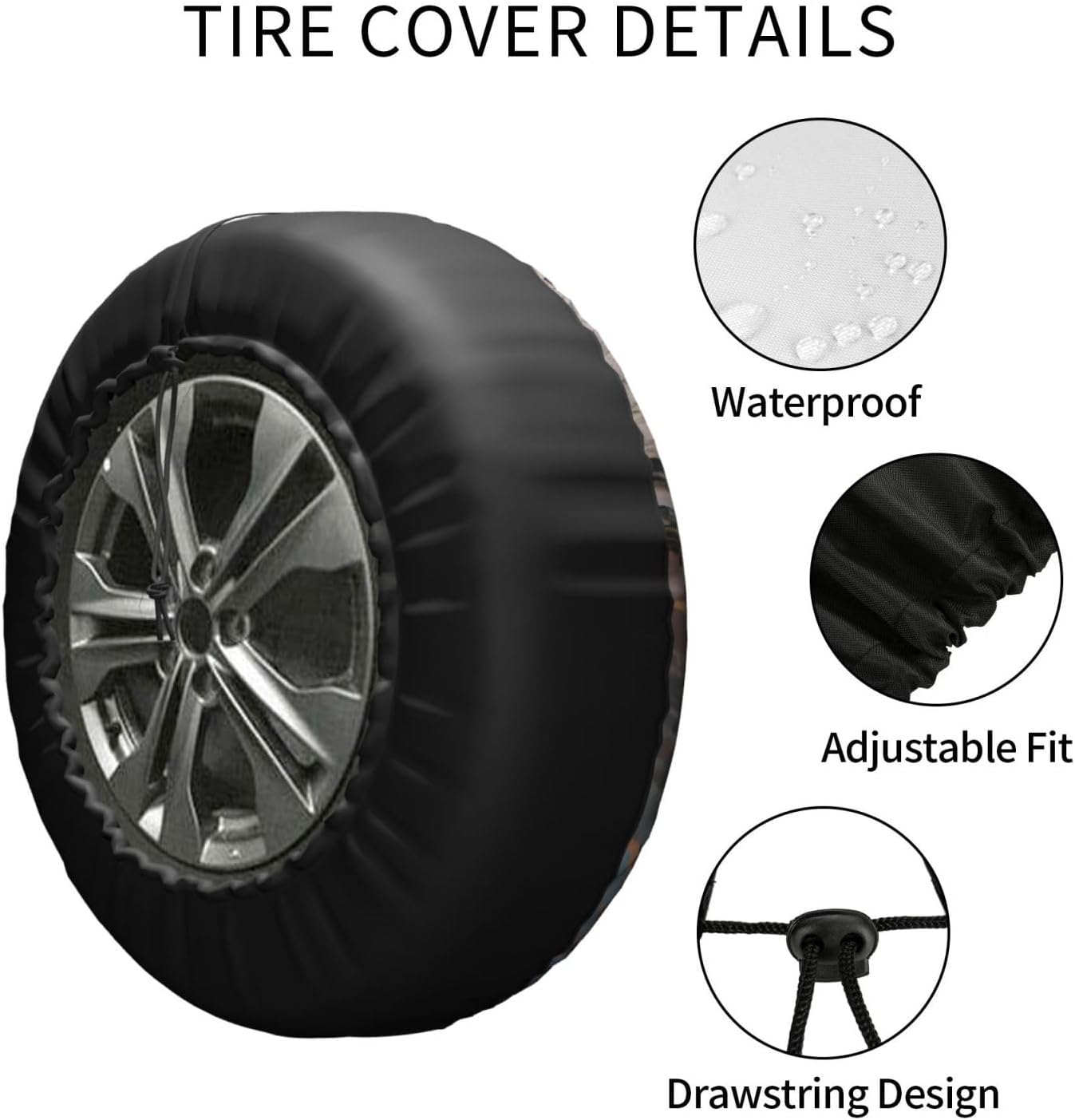 Eiffel Tower Bike Print Tire Cover Universal Spare Wheel for Trailer Rv SUV Truck Camper Travel Accessories