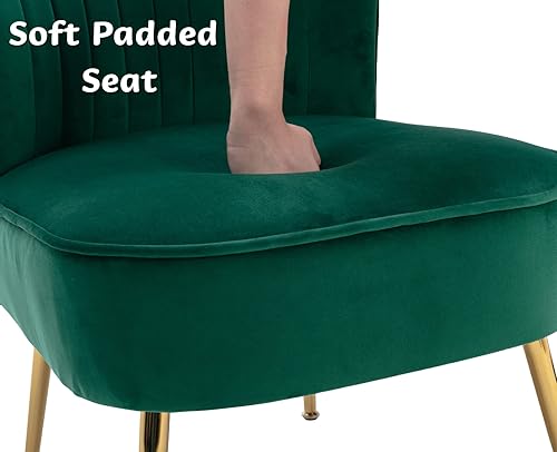 Miniatura 12 de CIMOTA Juego de 2 sillas decorativas de terciopelo, modernas, sin brazos, con respaldo alado, sofá individual, silla de esquina cómoda con patas