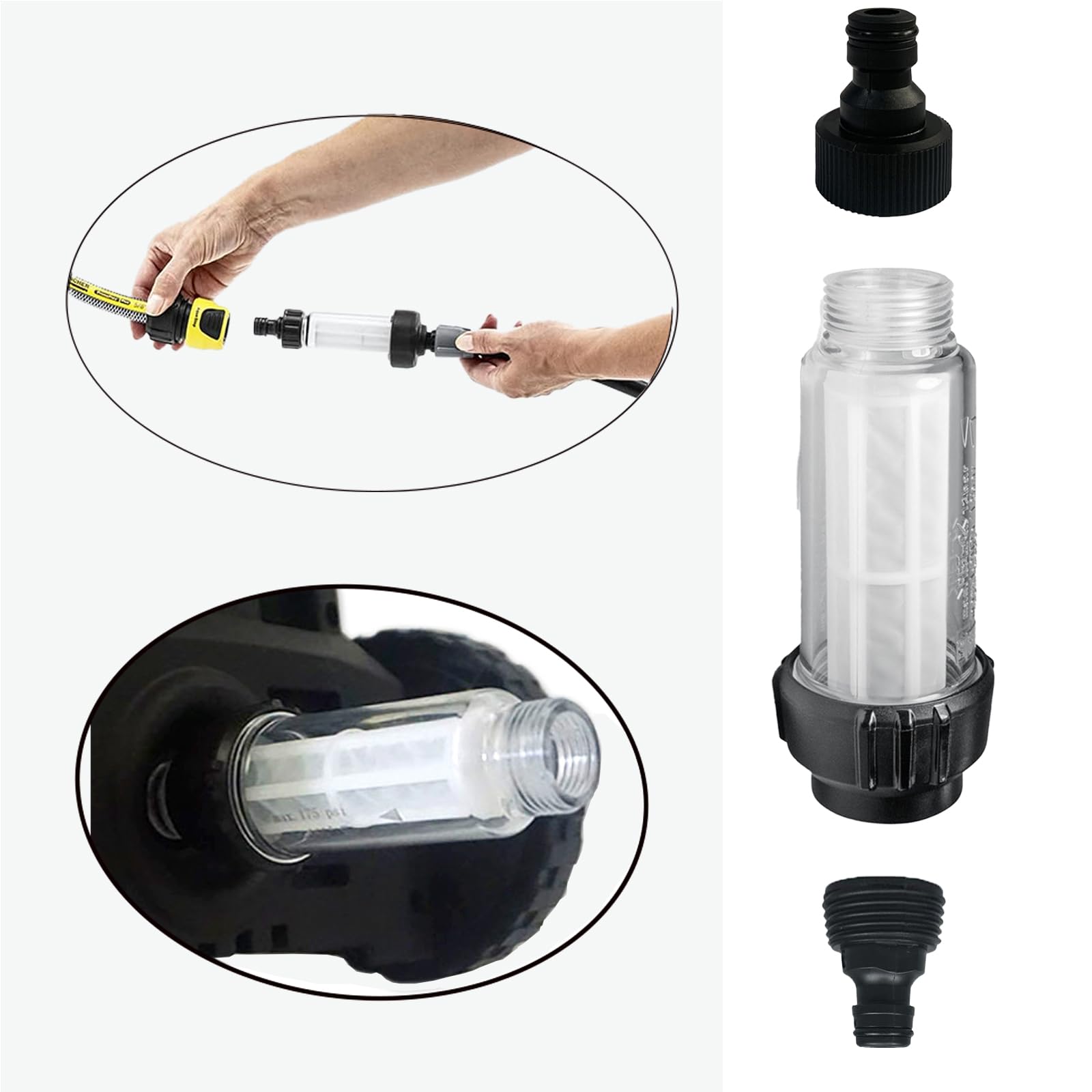 Morlight 2 Filtro Lavadora con Presión, Manguera Multiuso con 4 Insertos y 4 Rápidos Adaptadores