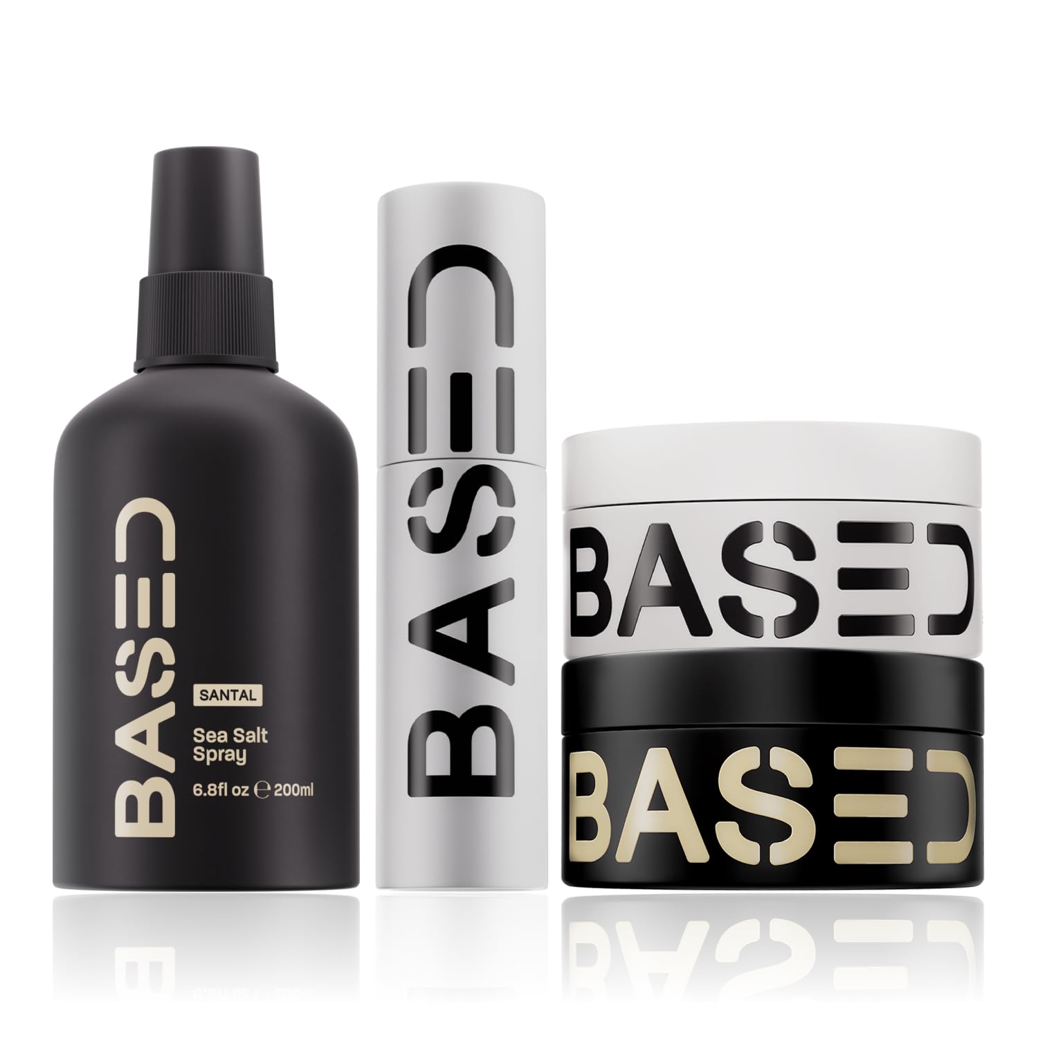 BASED Ultimate Straight Wavy Bundle - Sea Salt Spray Texture Powder Hair Clay Pomade - Complete Hair Styling