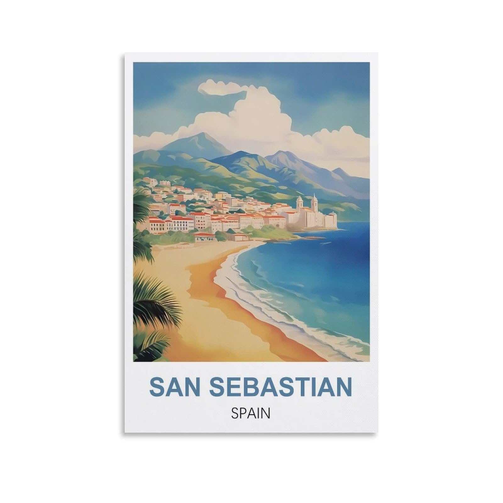 Ctzikww Unframe-Style San Sebastian Spain Vintage Travel Poster 08X12inch(20X30cm) Canvas Art Prints Picture Wall Art Painting