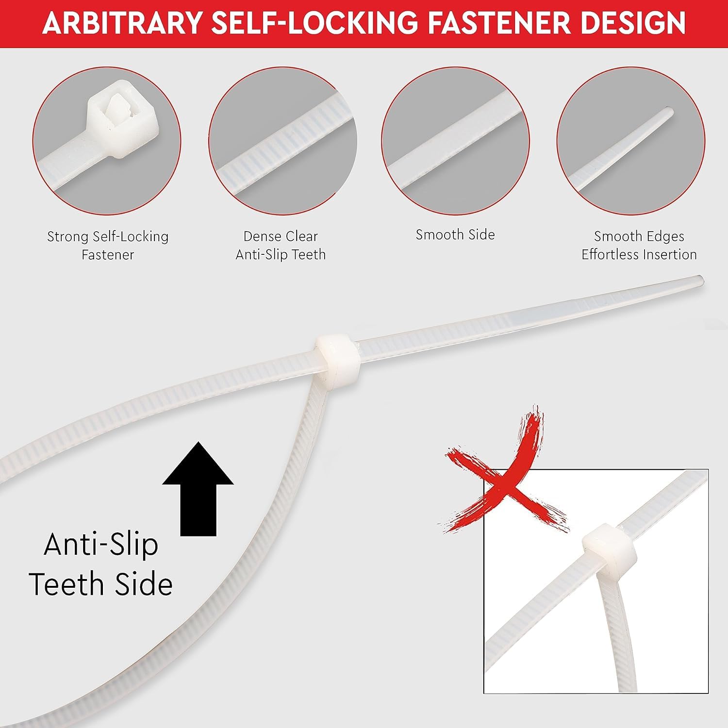 Robustt Self Locking Cable Ties | 300 X 4.8 mm | 500 Pieces, White | Heat Resistant Cable Zip Ties | Self-Locking Cable Organizer | Anti - Slip Wire Organizer | For Indoor & Outdoor Use 4