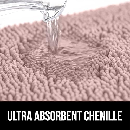 Vista 470 de Gorilla Grip - Tapete de baño de 30” x 20”, de felpilla gruesa, suave y absorbente, secado rápido, de microfibra, con reverso de caucho, para piso