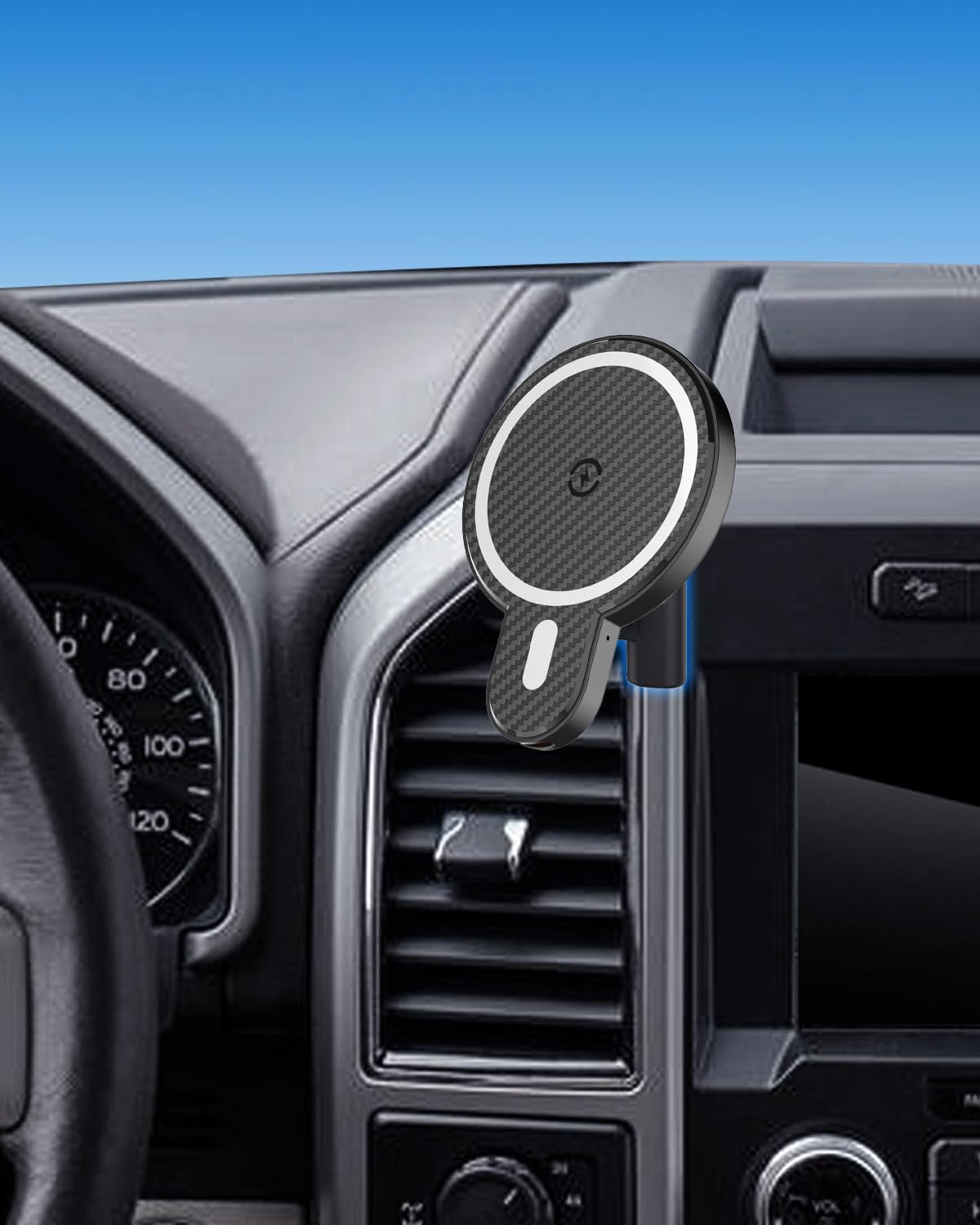 Soporte de teléfono de coche para Ford F-150 2015 2016-2018 2019 2020, accesorios personalizados para rejilla de ventilación de coche, soporte magnético de 15 W, cargador inalámbrico rápido, manos