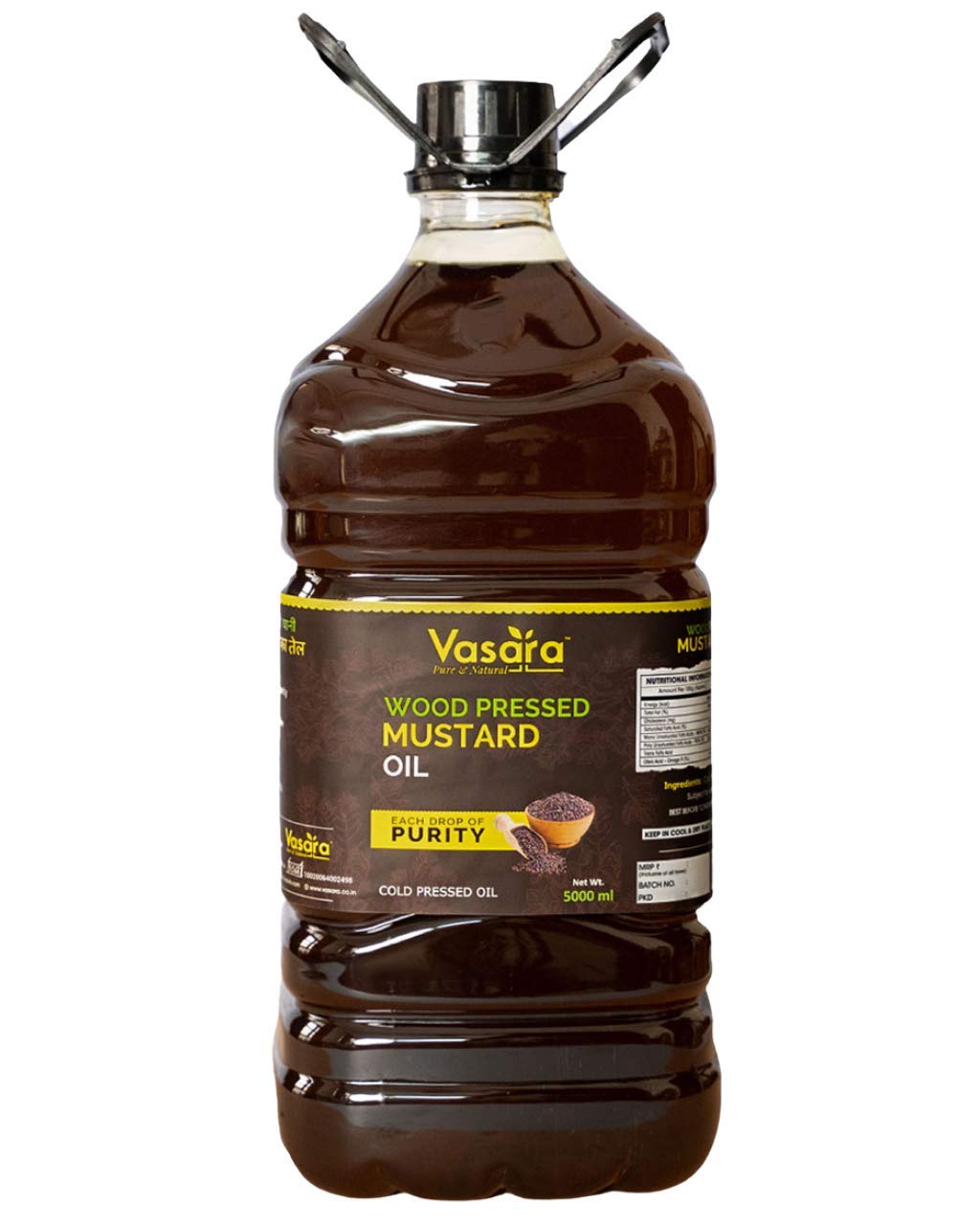 Vasara Cold Pressed Mustard Oil - 5 litre | Wood Pressed | Kolhu | Wooden Chekku | Kachi Ghani Mustard oil | Pure & Chemical free Sarso Oil - 5L (B08RWVSKLQ) Amazon Price History, Amazon Price Tracker
