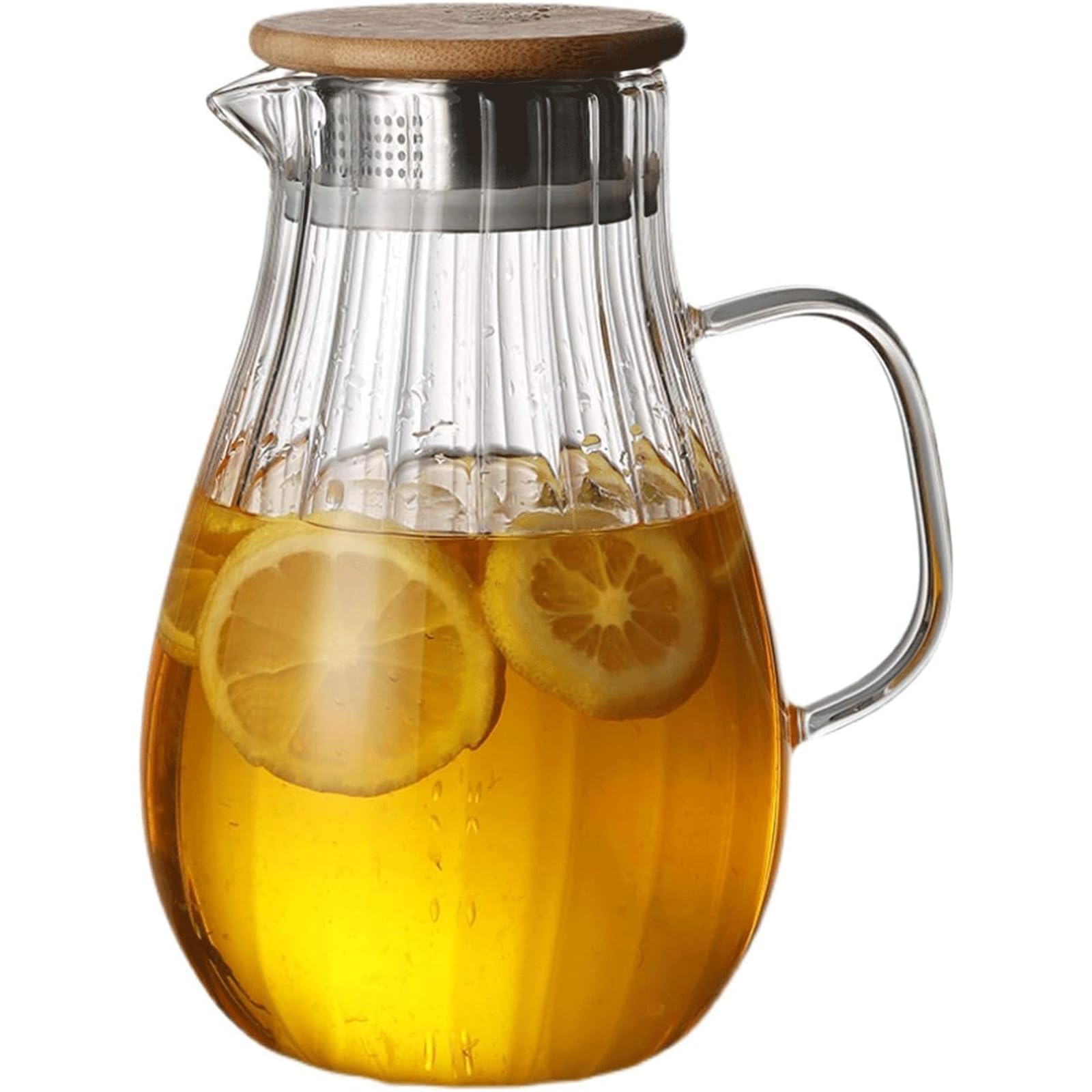 Wasserkaraffe 1,7 l Wasserkrug, Hochtemperatur-Wasserkocher aus Borosilikatglas, Eistee-Krug für Kaffee/Saft/hausgemachte Getränke Getränkespender