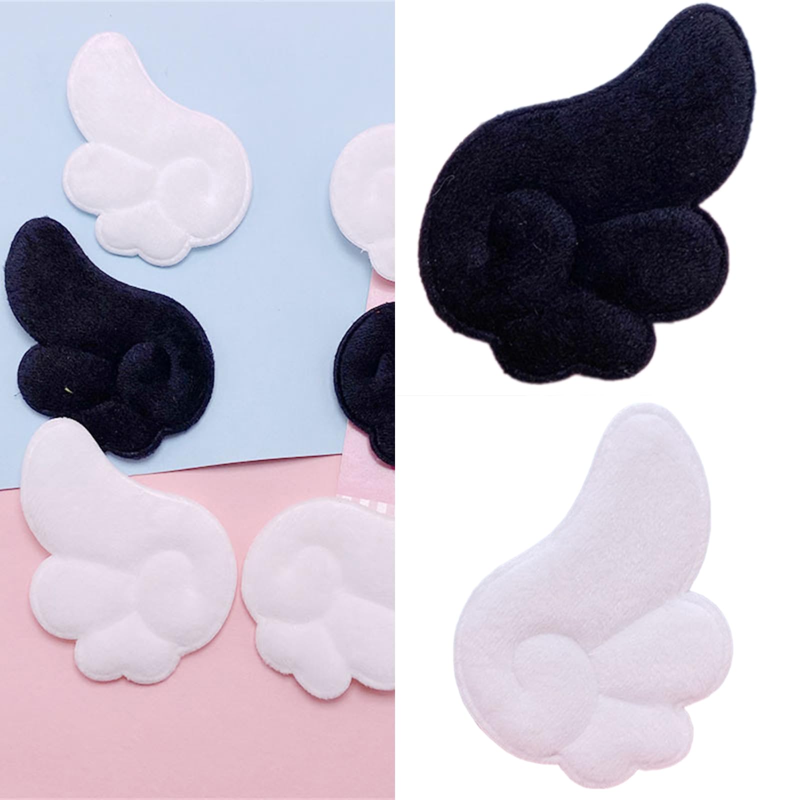 Set of 10 Wing Shaped Appliques Plush Accessories for Soft Furry Fabric for Toy Making and Decorations