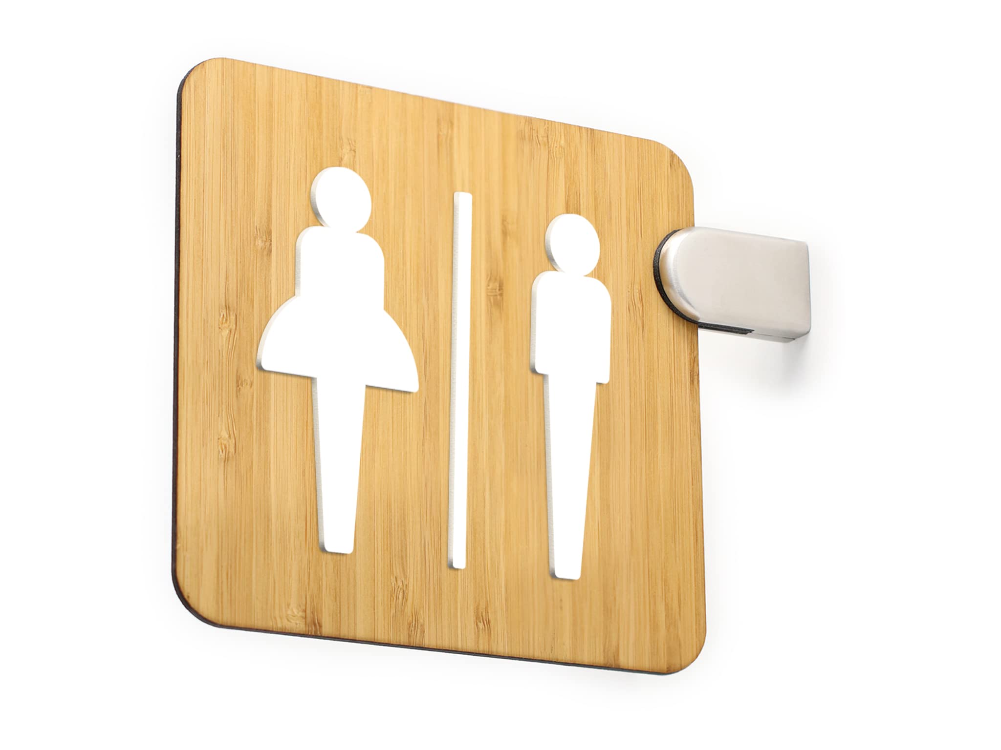 Signs - Letrero saliente de doble cara, en relieve (baño hombres y mujeres, restroom, toilette) Placa de señalización de WC con soporte mural para pasillos y salas (Modern)