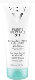 Vichy Pureté Thermale 3-in-1 Gentle Face Cleanser, Toner & Eyes Makeup Remover, with Shea Butter. Lightweight milky, non-oily texture. For sensitive Skin & Eyes, Hypoallergenic, Dermatologist Recommended, 200mL